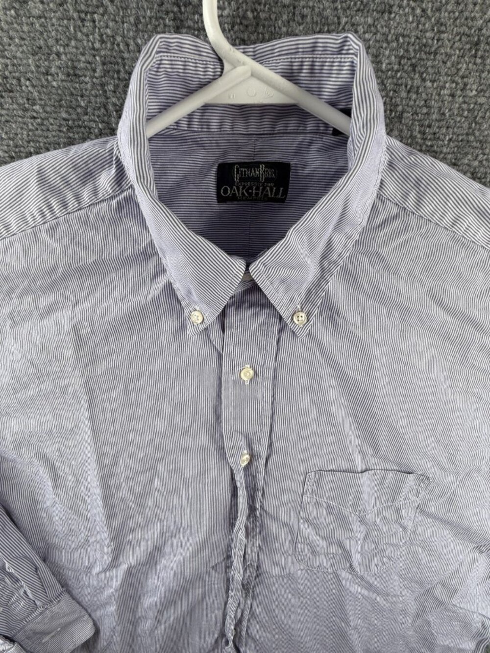 Gitman Bros Blue Cotton USA 16.5 32 Striped Button-Down Long Sleeve Shirt Pocket